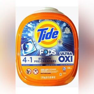 Tide Ultra Oxi Laundry Detergent Pods with 4 in 1 Build-In Pre-Treaters 104 Ct
